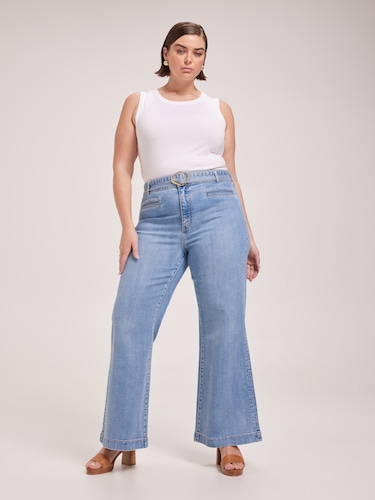 Curve Super Belted High Rise Slim Wide Jean                                                                                     