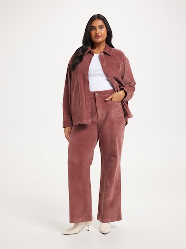 Curve Cord Patch Pocket Wide Leg Jean                                                                                           