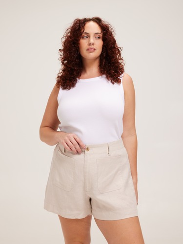 Curve Linen Patch Pocket Short                                                                                                  