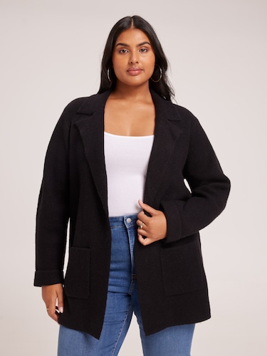 Curve Katherine Fluffy Knit Blazer                                                                                              