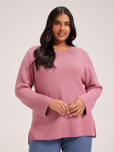 Curve Robyn Textured Crew Pullover                                                                                              