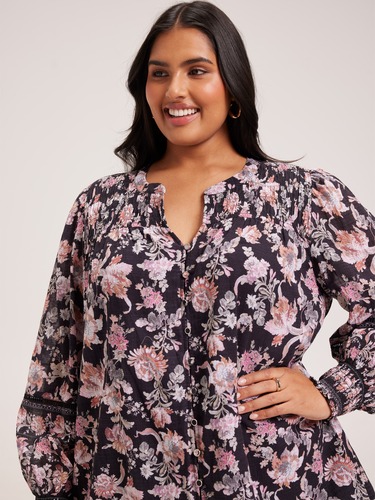 Curve Freya Button Through Blouse                                                                                               