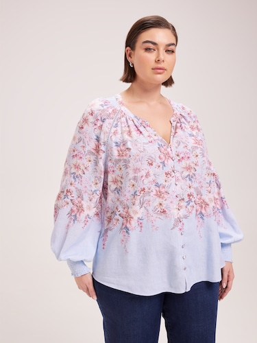 Curve Yolanda Button Through Blouse                                                                                             