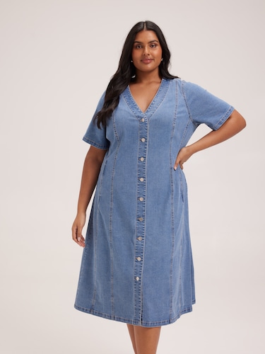 Curve Cleo Button Through Dress                                                                                                 