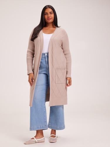 Curve Esme Diamond Detail Midi Cardi                                                                                            