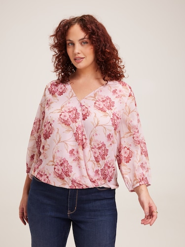 Curve Clementine Wrap Front Blouse                                                                                              