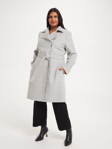 Curve Chloe Zip Check Wrap Coat                                                                                                 