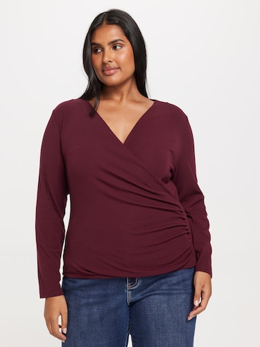 Curve Georgia Wrap Long Sleeve Top                                                                                              