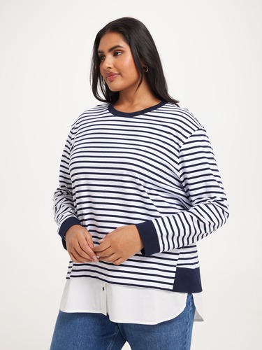 Curve Lulu 2 In 1 Long Sleeve Top                                                                                               