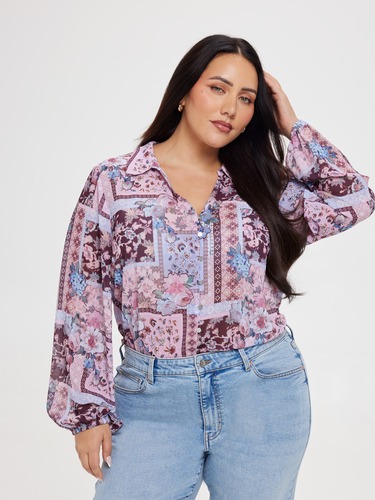 Curve Ada Button Through Blouse                                                                                                 