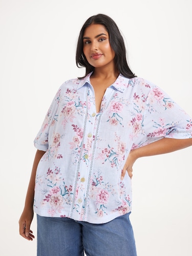 Curve Nova Lace Insert Shirt                                                                                                    