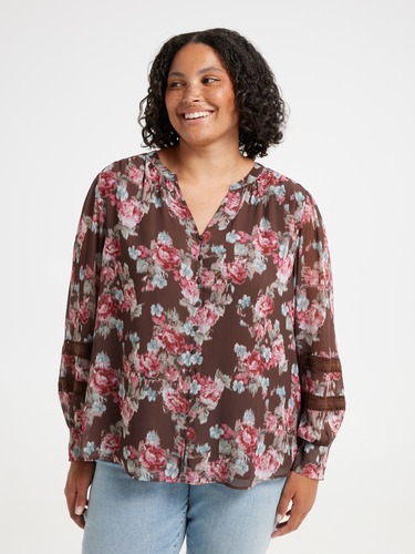 Curve Kennedy Lace Insert Blouse                                                                                                