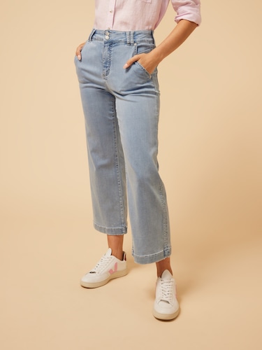 Amaze High Rise Double Button Wide Leg Crop Jean