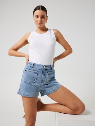 Amaze High Rise Patch Pocket Short                                                                                              
