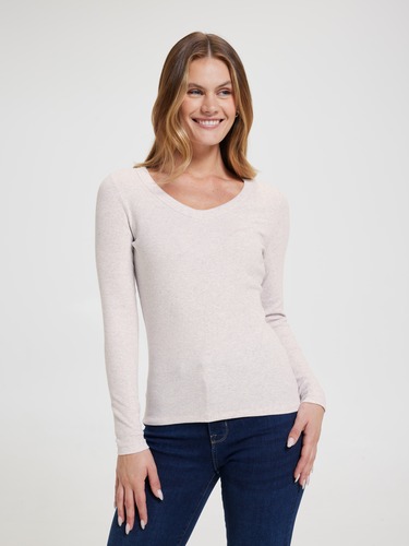 Rib Long Sleeve V-Neck Rib Top                                                                                                  