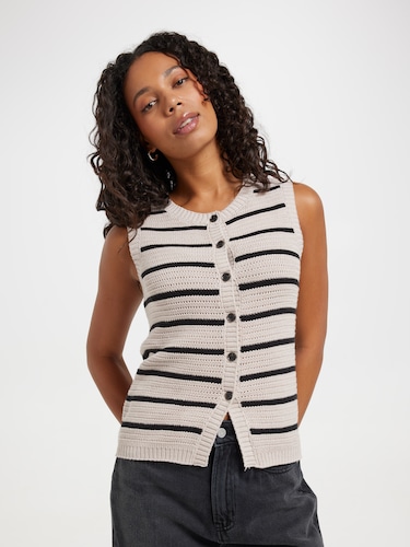 Heidi Button Thru Knit Vest                                                                                                     
