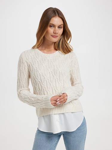 Demi Cable Half Shirt Pullover                                                                                                  