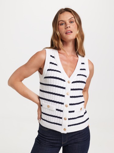 Jordyn Textured V-Neck Vest                                                                                                     