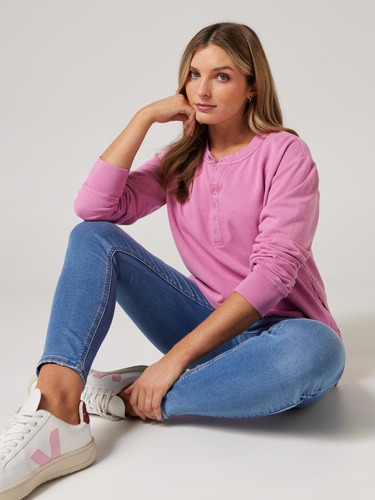 Sweat Rouge Toggi Femme – Taille UK 16, Style Henley, Manches Longues, état Parfait
