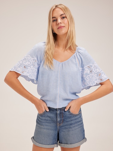 Sierra Embroidery V Neck Blouse                                                                                                 