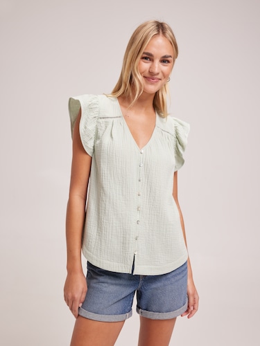 Erin V Neck Flutter Sleeve Top                                                                                                  