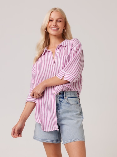 Freya 3/4 Sleeve Linen Shirt                                                                                                    