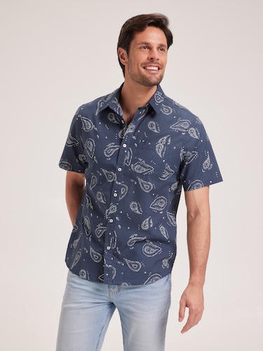 Cotton Revere Print Shirt                                                                                                       