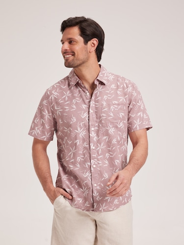 Linen Blend Print Shirt                                                                                                         