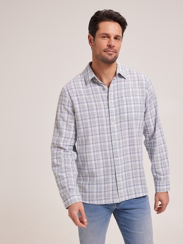 Linen Blend Check Shirt                                                                                                         