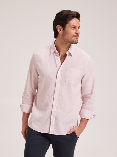 Long Sleeve Linen Blend Shirt                                                                                                   