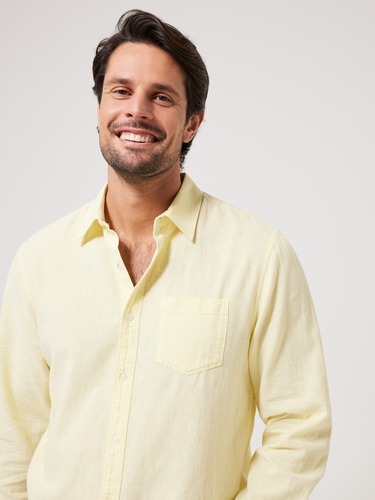 Long Sleeve Linen Blend Plain Shirt                                                                                             