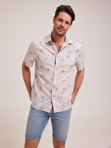 Linen Blend Print Shirt                                                                                                         