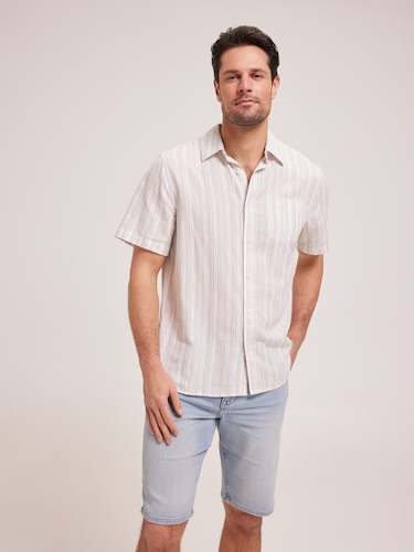 Linen Blend Stripe Shirt                                                                                                        