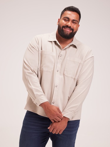 Extended Long Sleeve Denim Overshirt                                                                                            