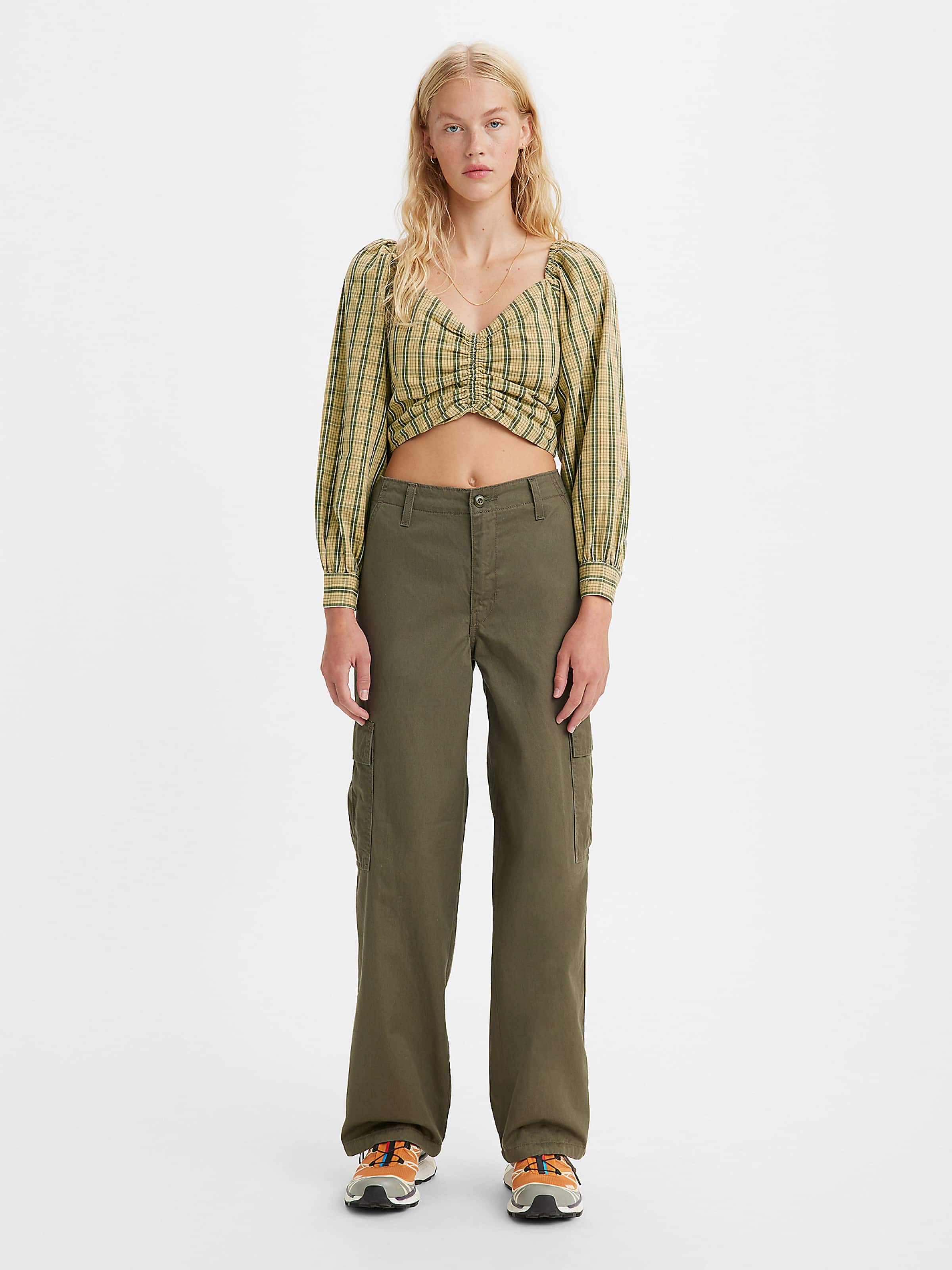 Green baggy cargo pants sale