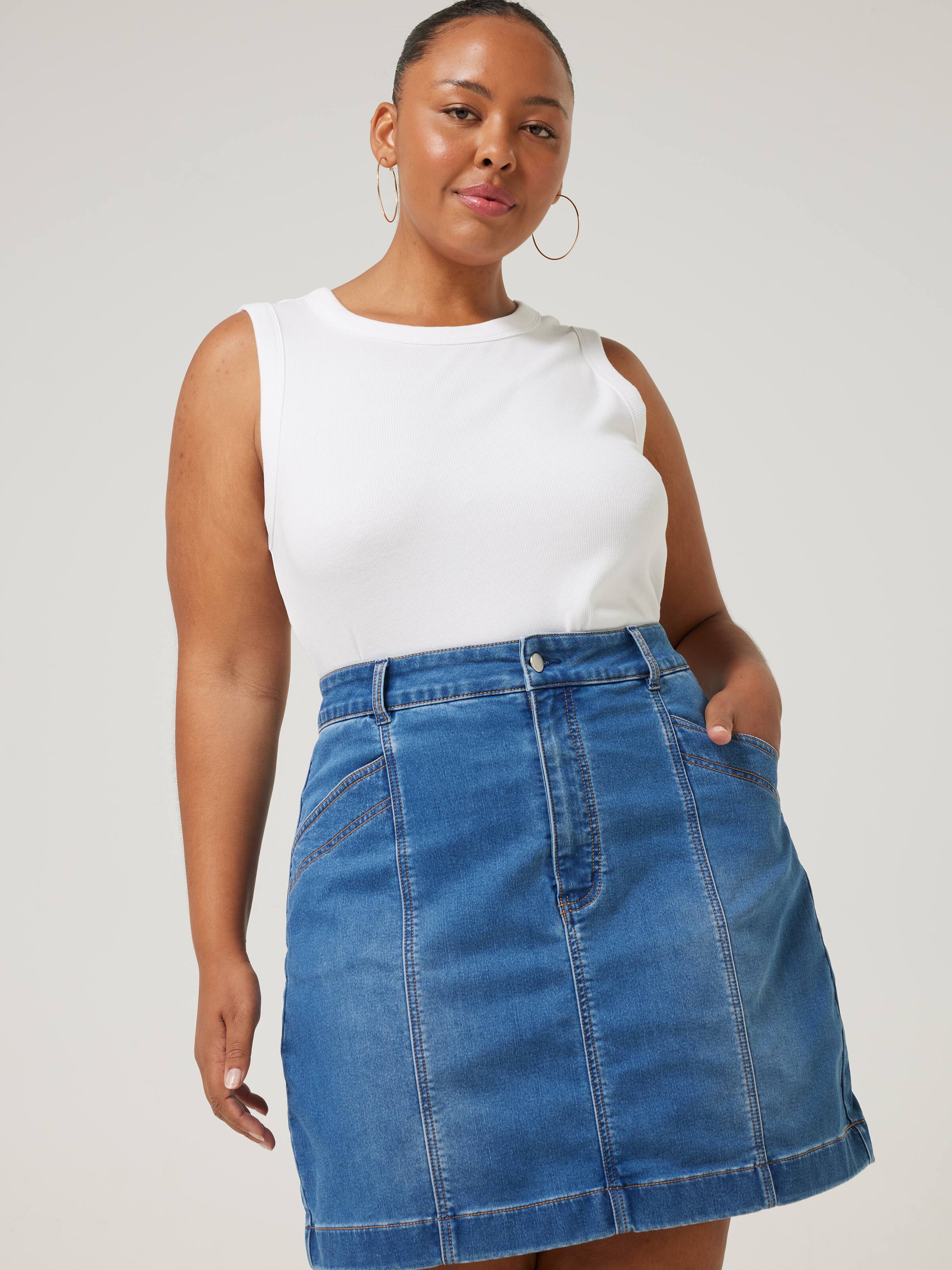 Curve Amaze Maddy Seam Front Skirt Just Jeans Online
