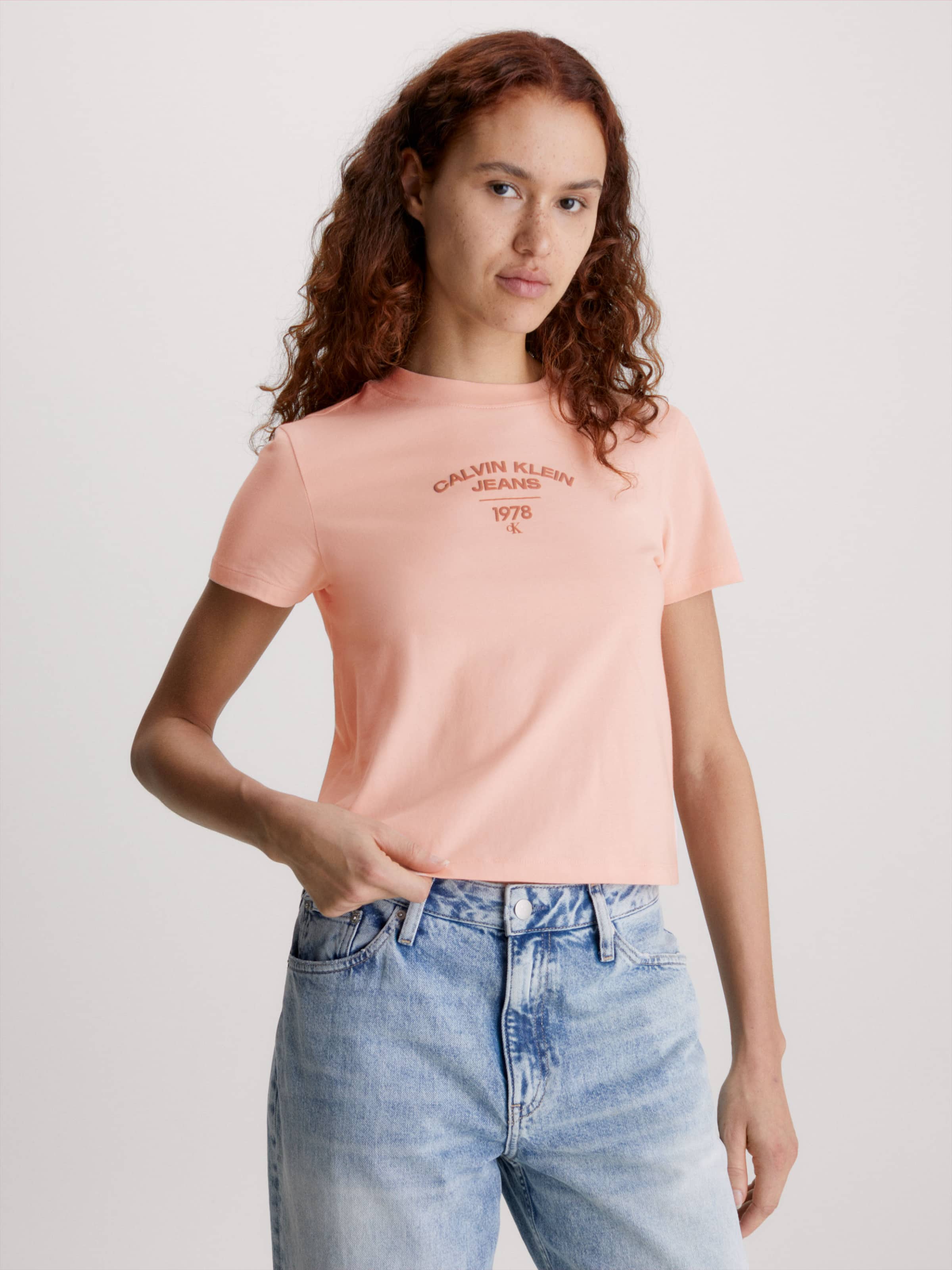 Varsity Logo Baby Tee In Faint Blossom - Just Jeans Online