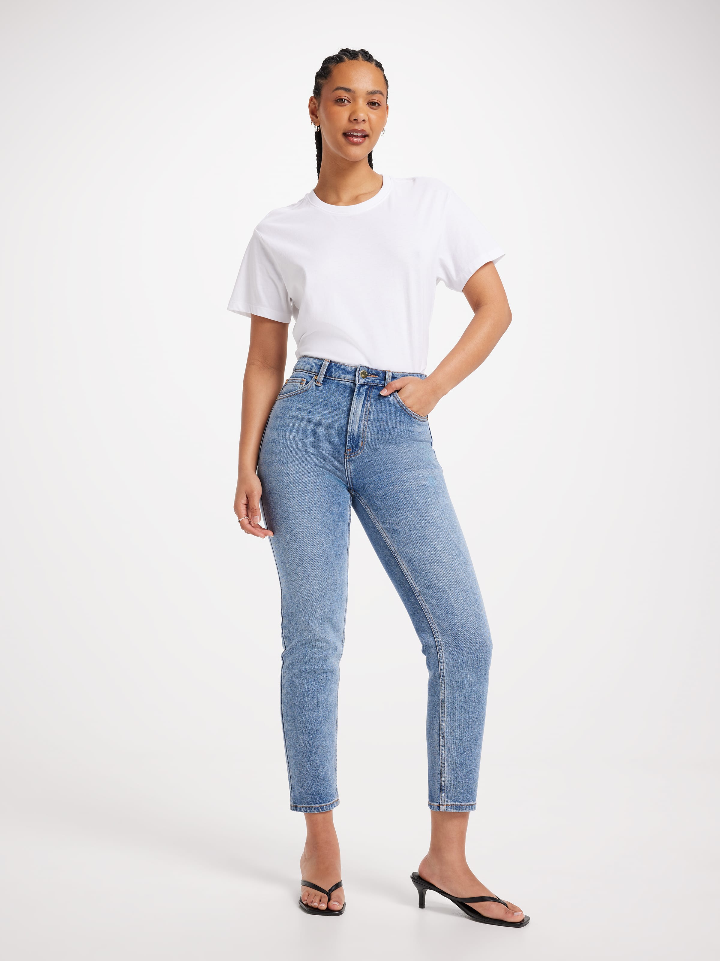 Emily High Straight Ankle Jean In Medium Blue - Just Jeans Online