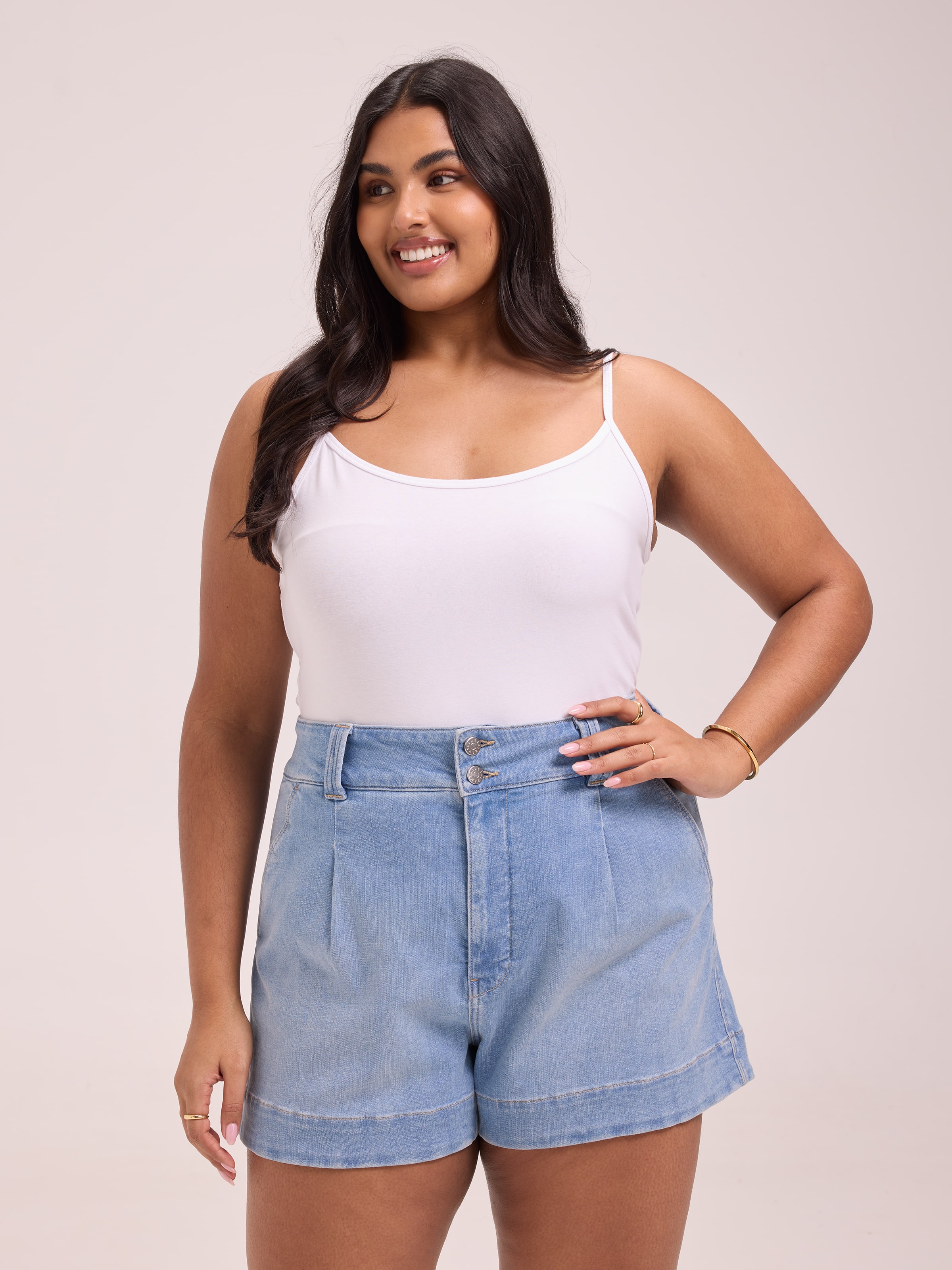 Curve Originals Pleat Front Short Pretty Blue Just Jeans Online