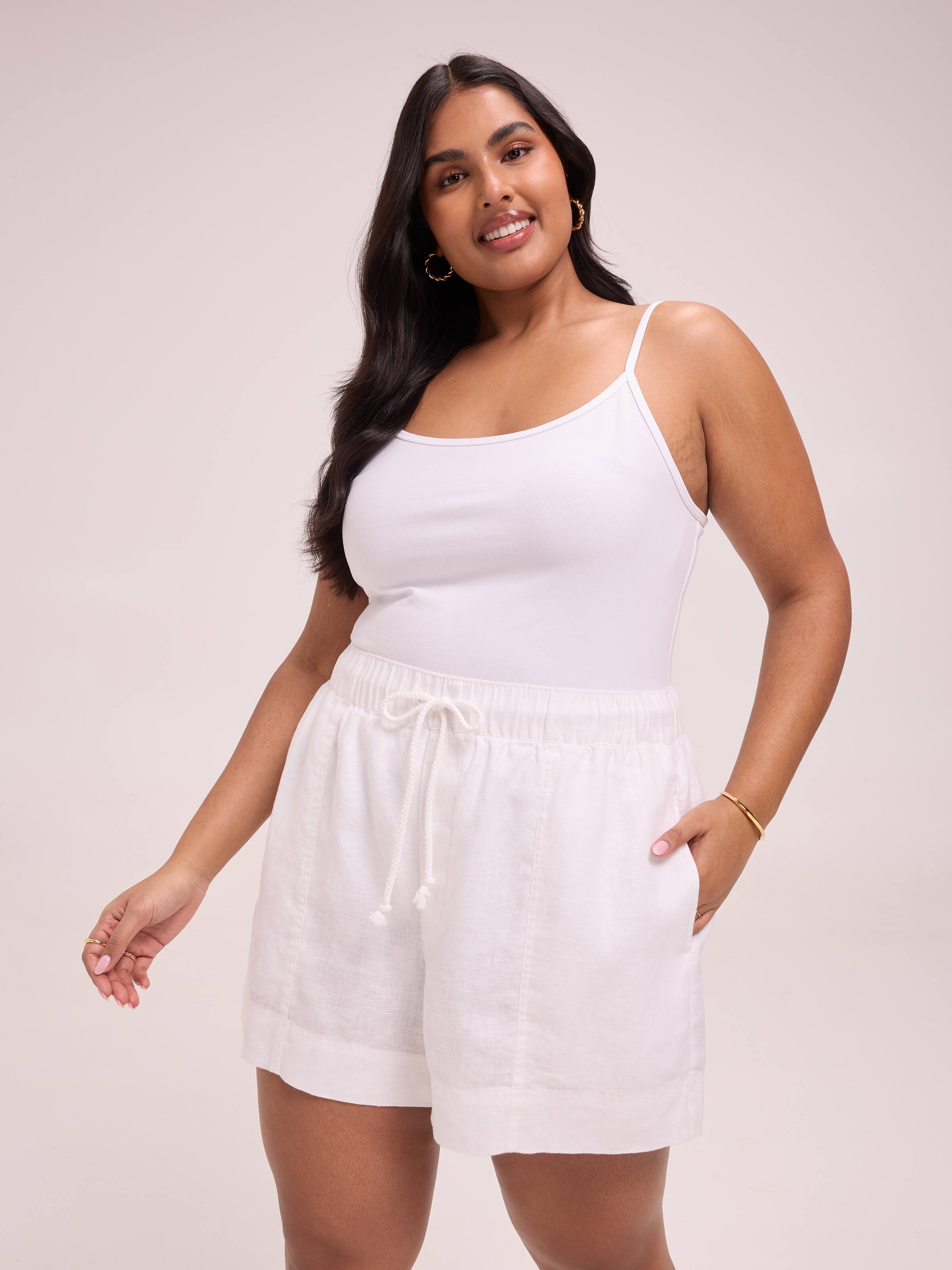 Curve Linen Jog Short White Just Jeans Online