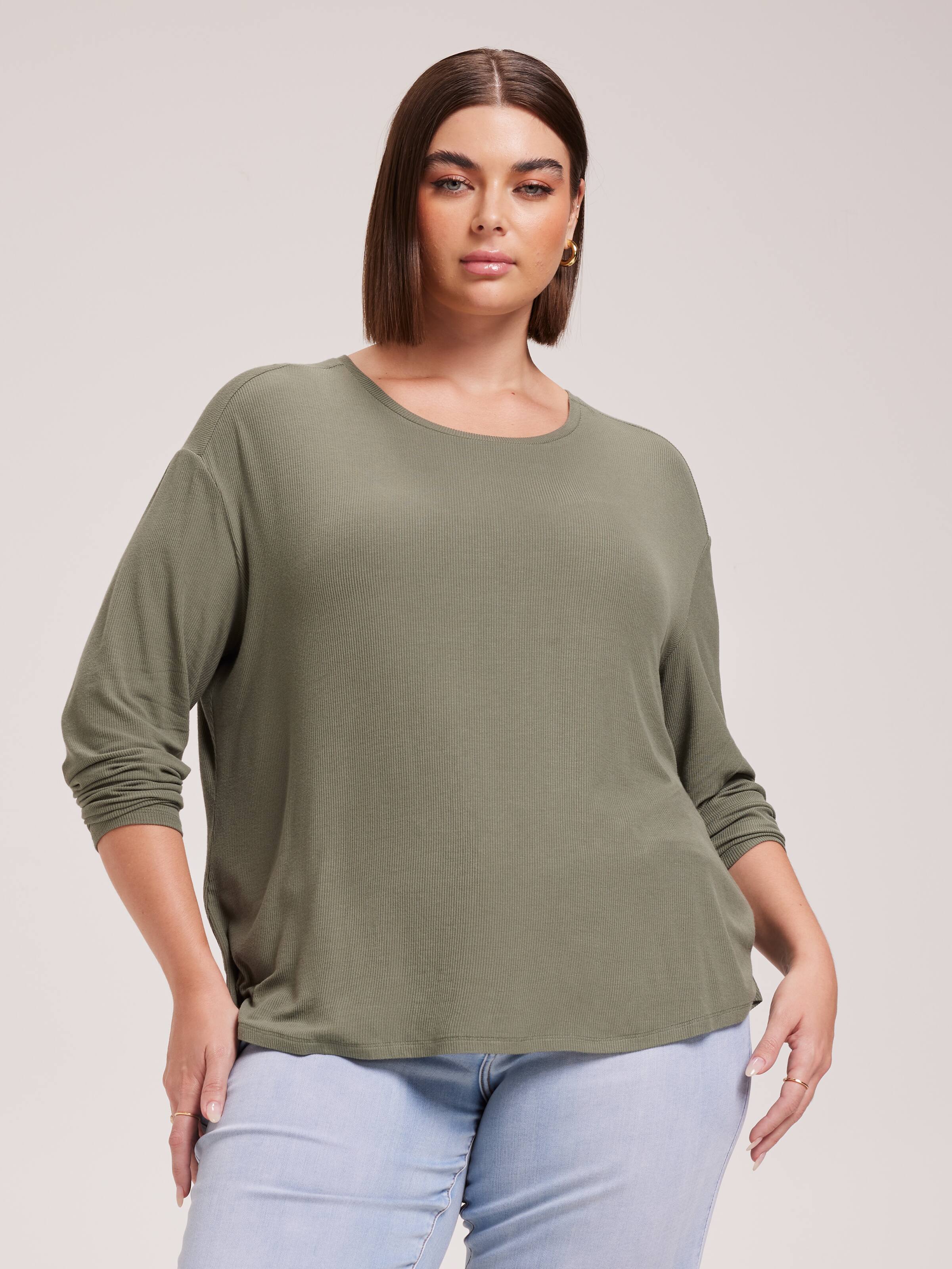 Curve Luxe Rib Scoop Top - Just Jeans Online