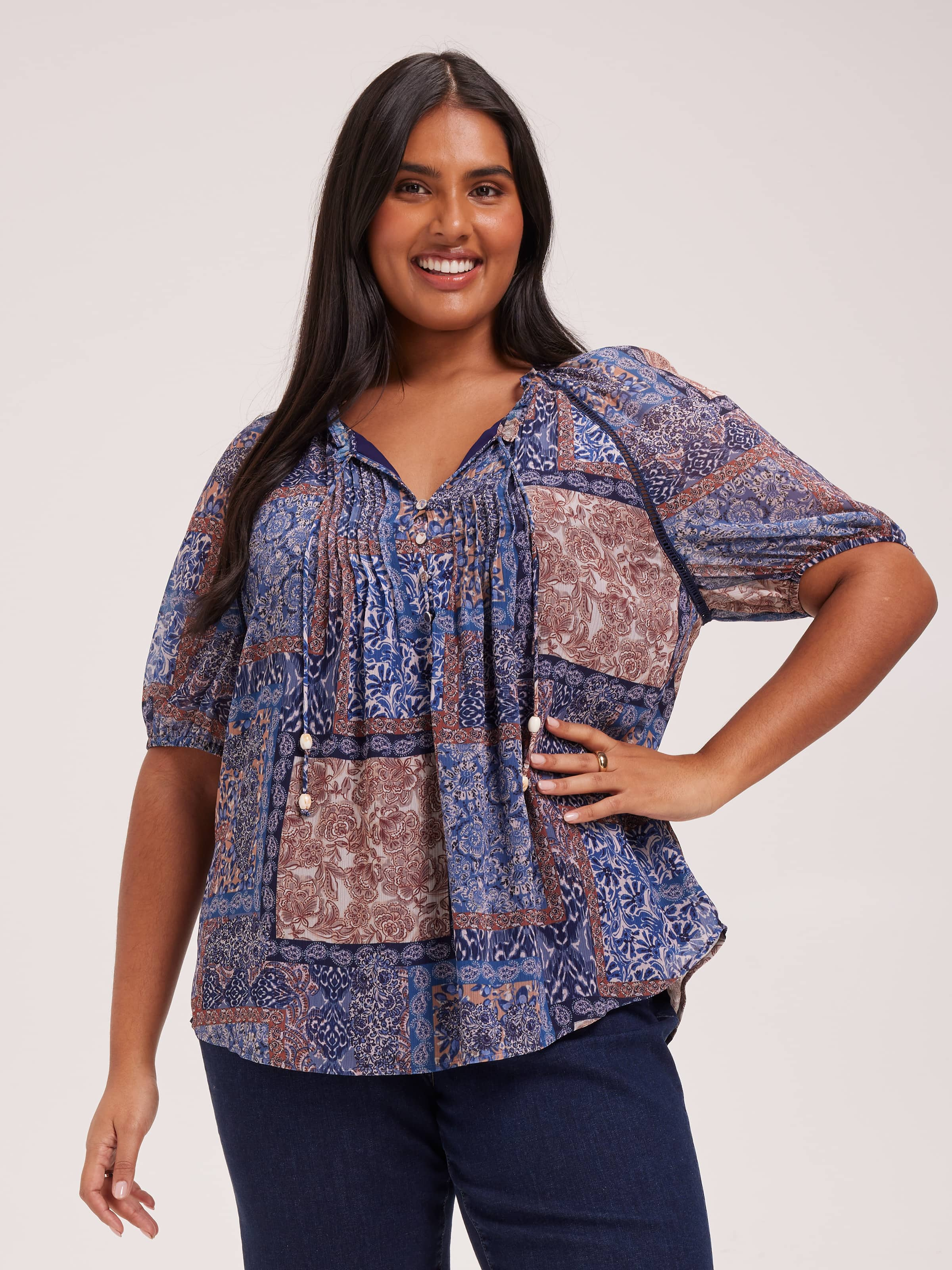 Curve Demi Pintuck Top - Just Jeans Online