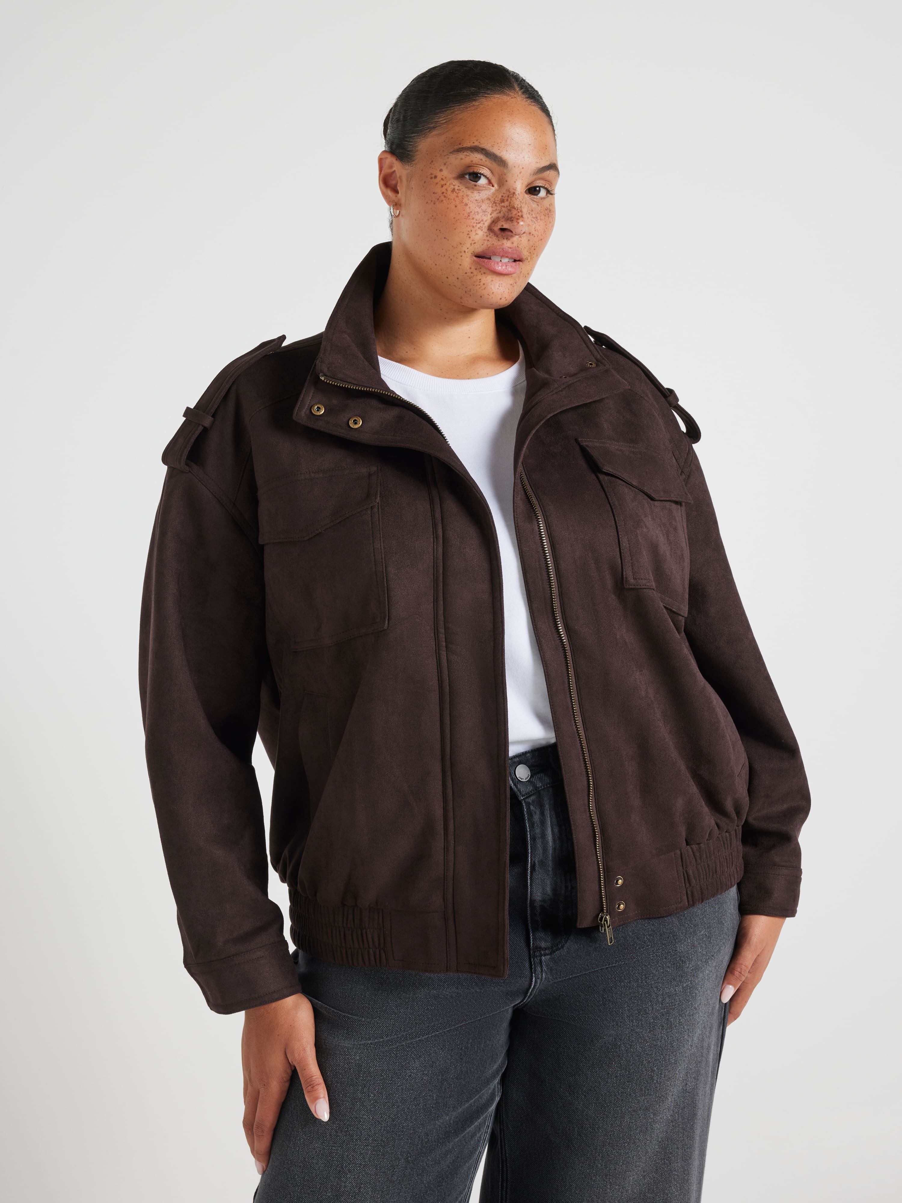 Curve Viola Suedette Jacket Java - Just Jeans Online