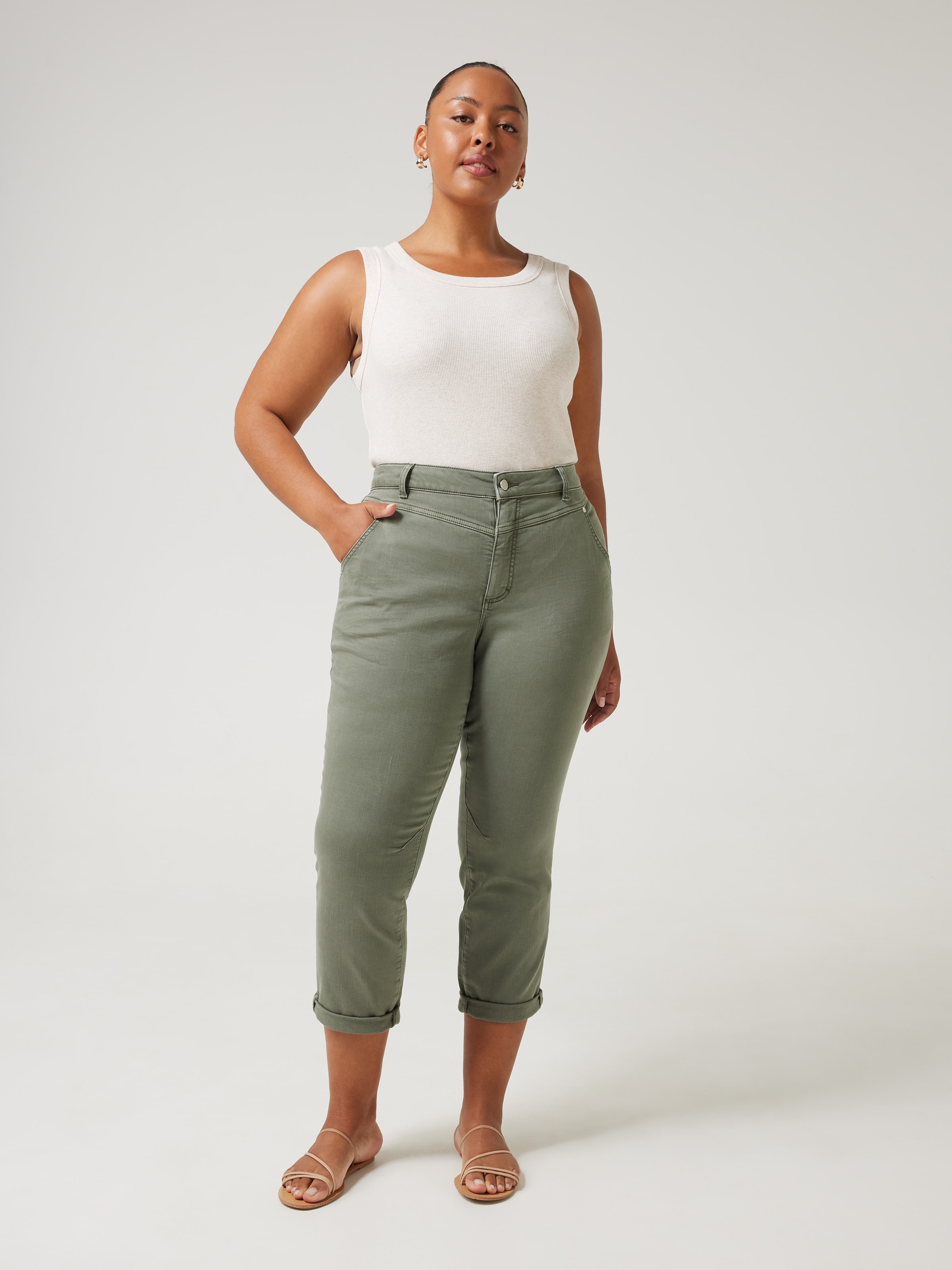 Curve Amaze Yoke Front Boyfriend Jean Olive Just Jeans Online