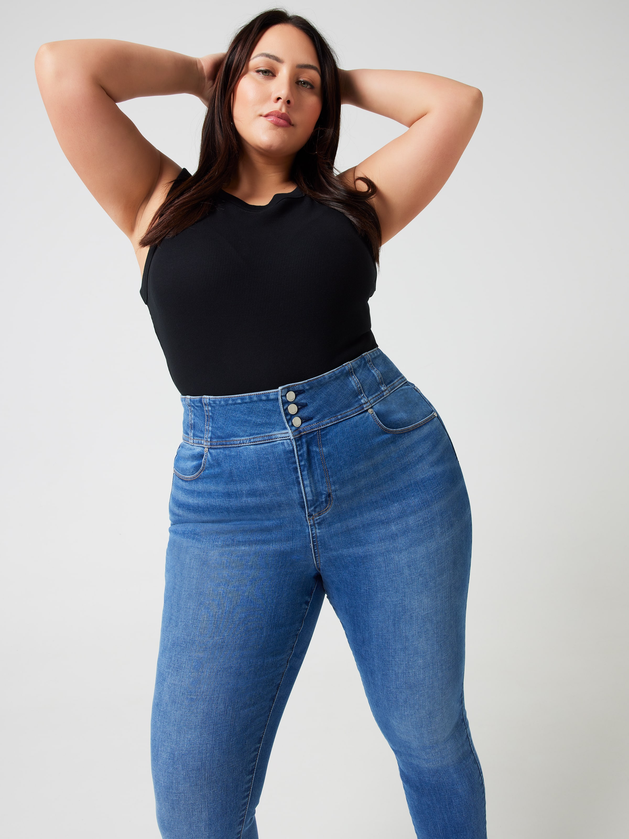 Corset Style Black Skinny Jeans