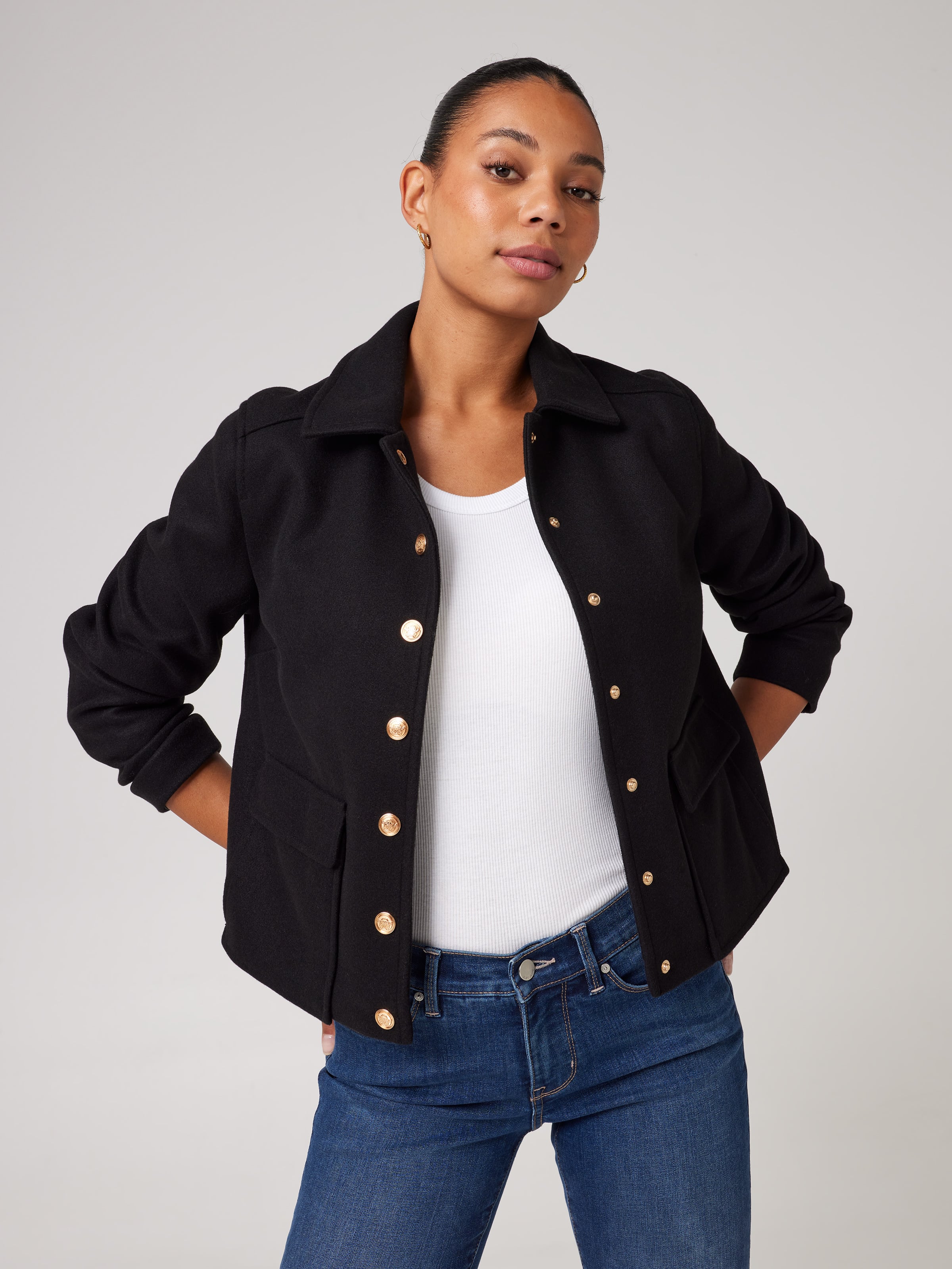 Michelle Crop Military Jacket Black Just Jeans Online
