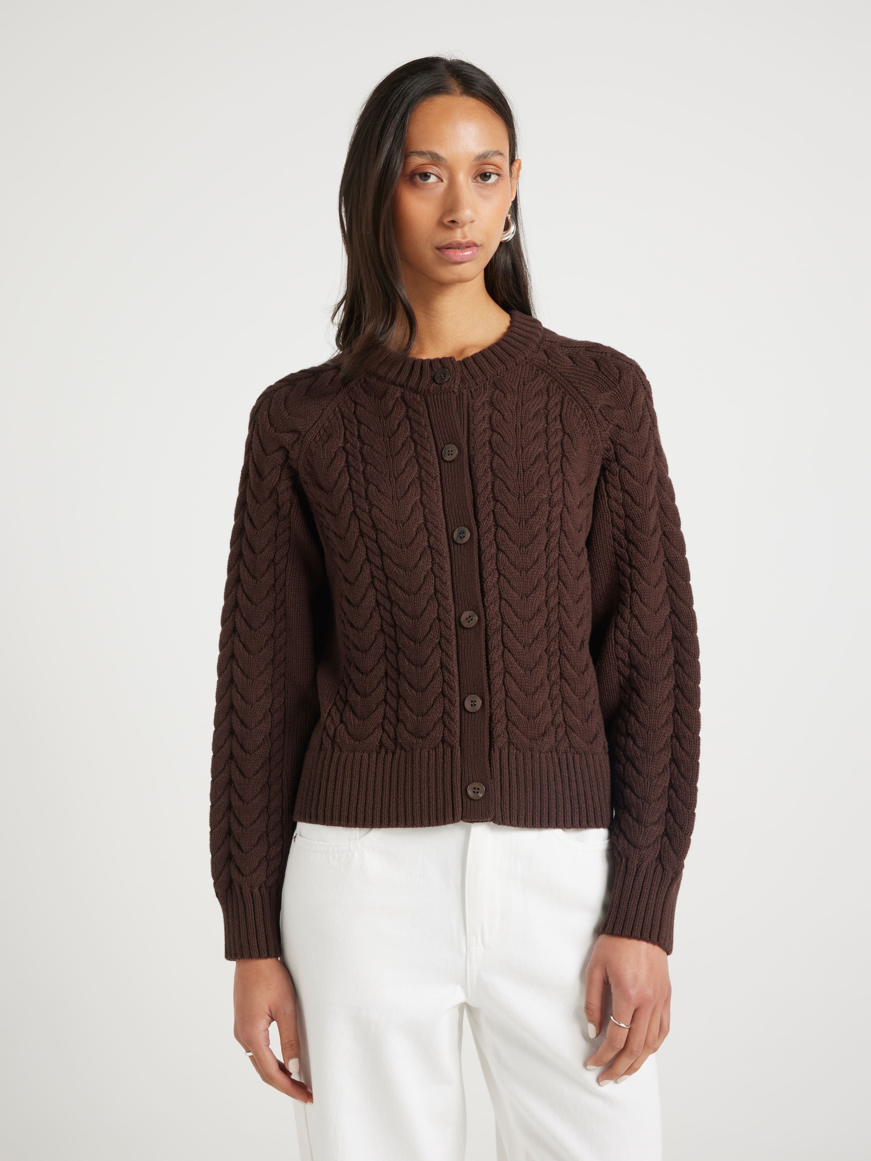 Daisy Chunky Knit Cardi Mocha - Just Jeans Online