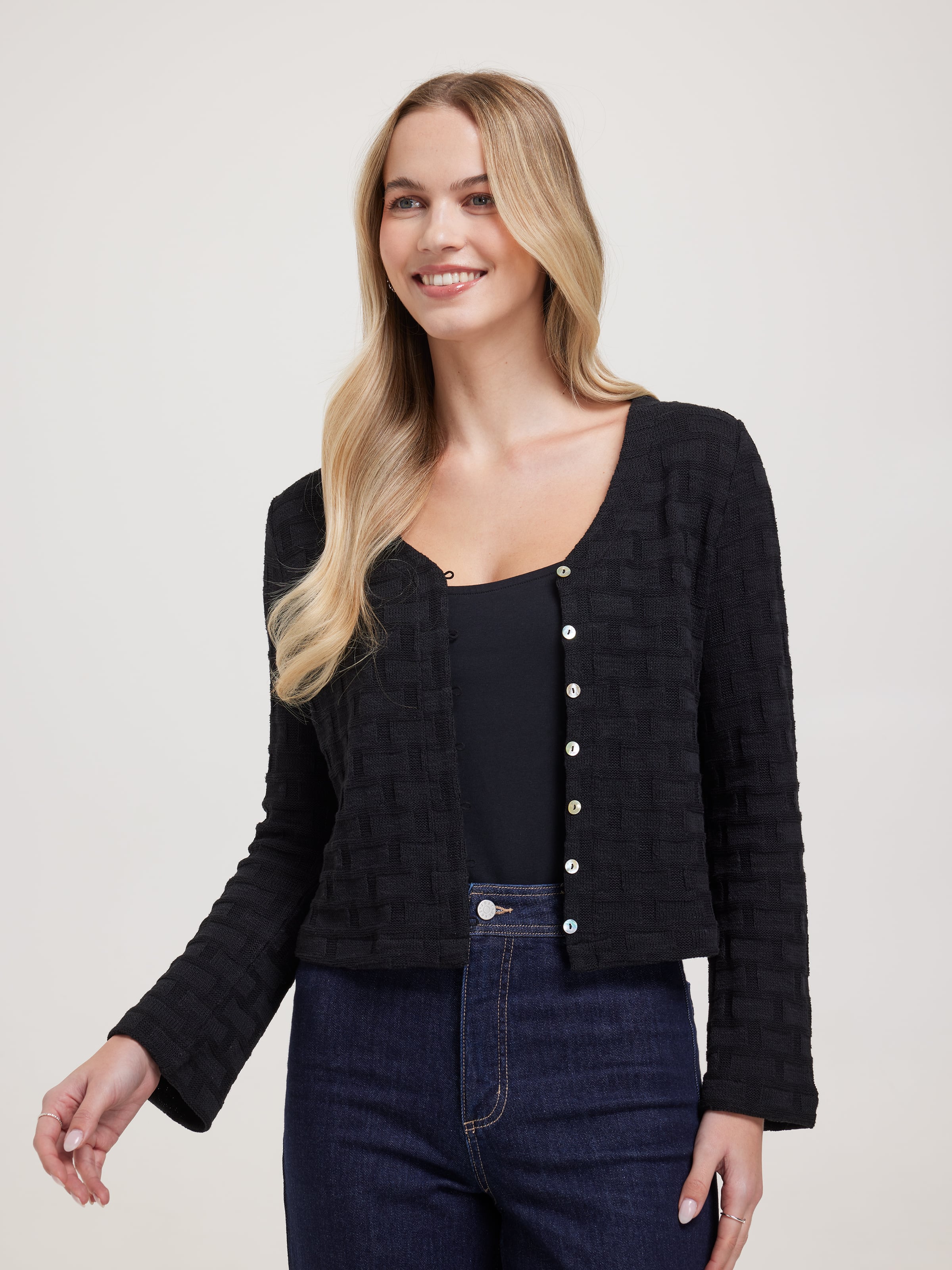 Evelina Velour Cardigan Black main image 1