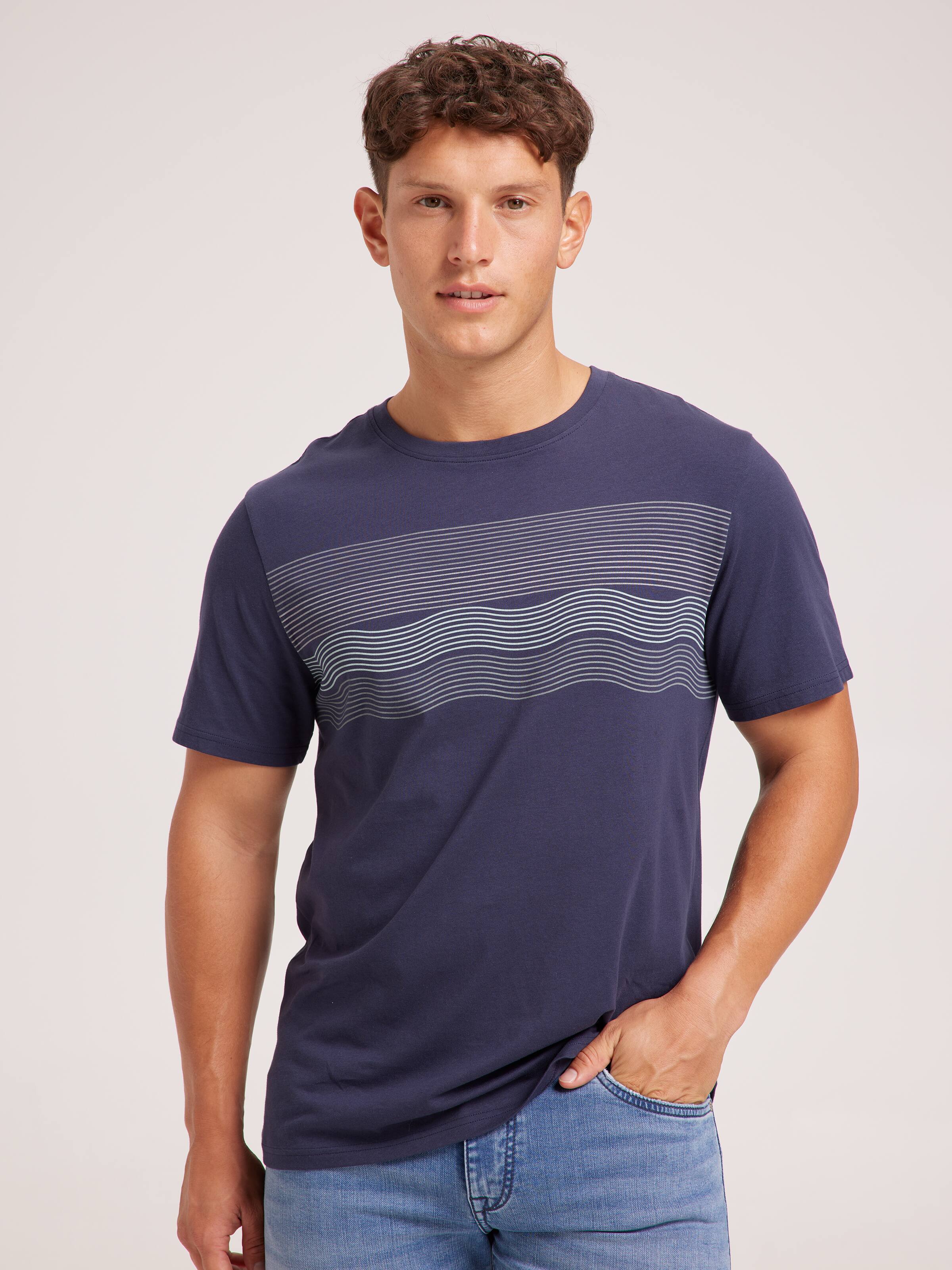 Short Sleeve Chest Stripe Tee Navy Just Jeans Online