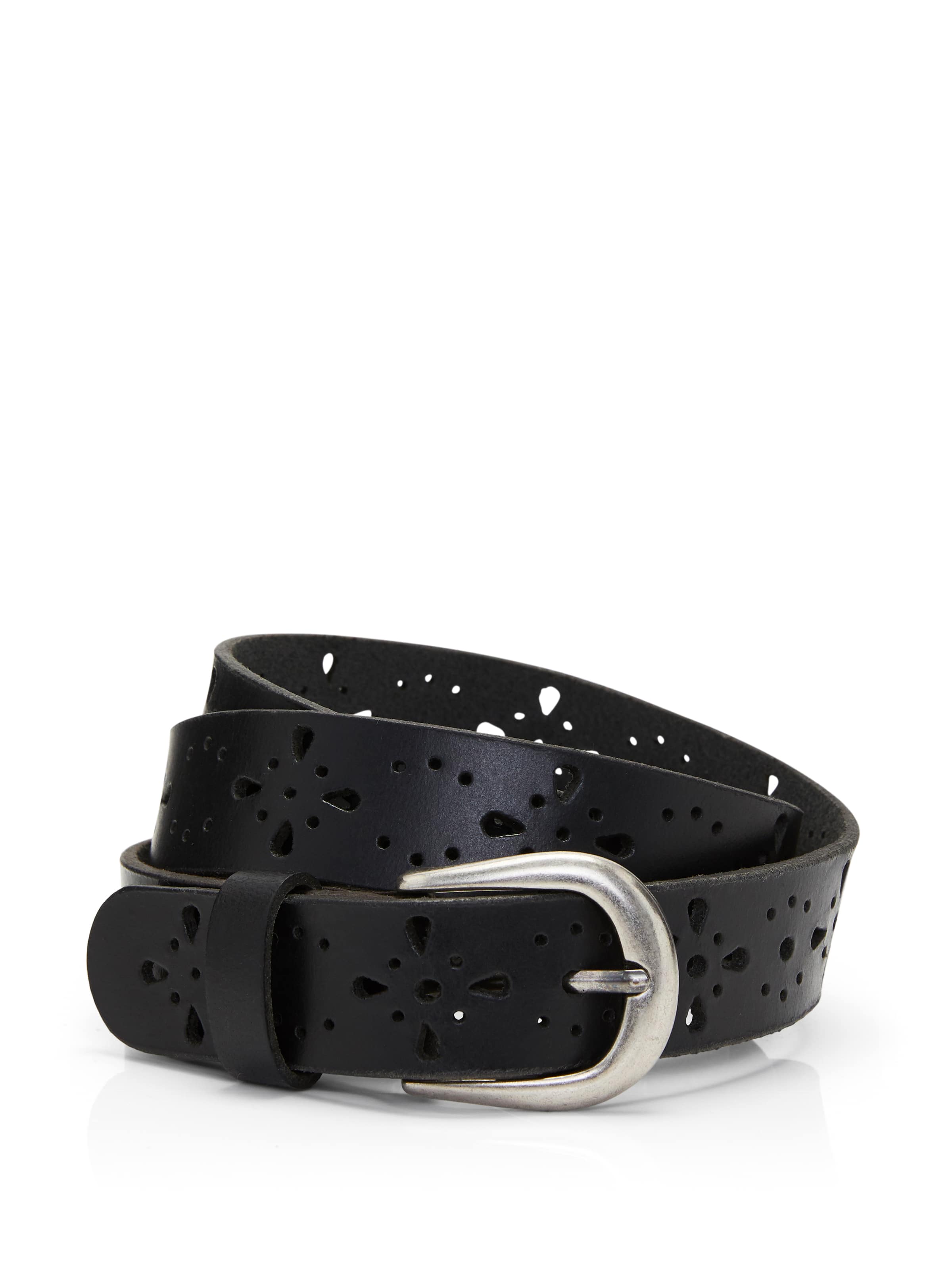 Leni Leather Punch Belt Black - Just Jeans Online